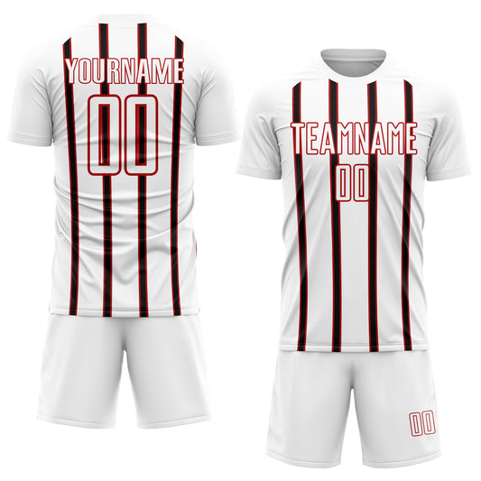 Custom White Black-Red Stripe Line Sublimation Soccer Uniform Jersey - Sky-Custom