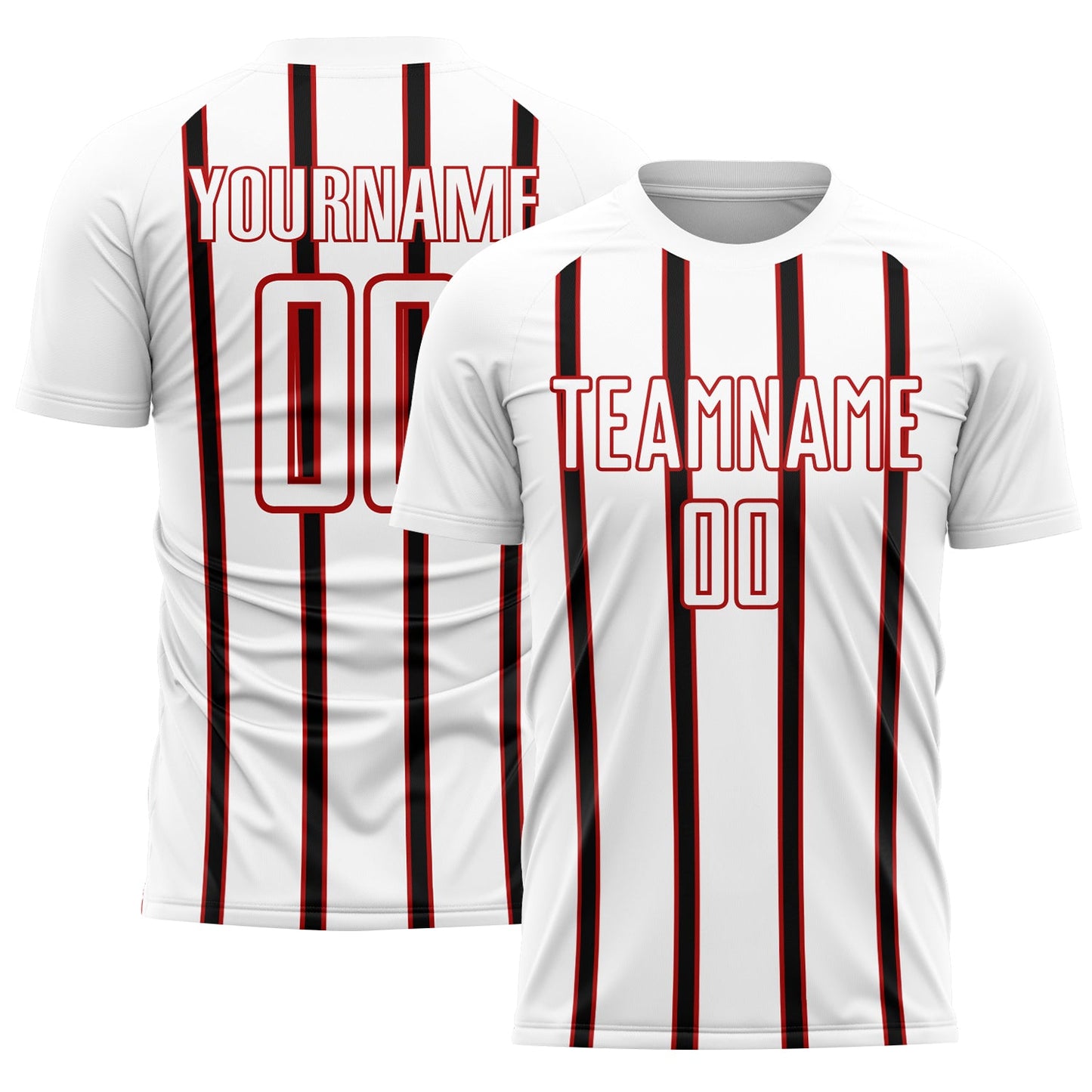 Custom White Black-Red Stripe Line Sublimation Soccer Uniform Jersey - Sky-Custom
