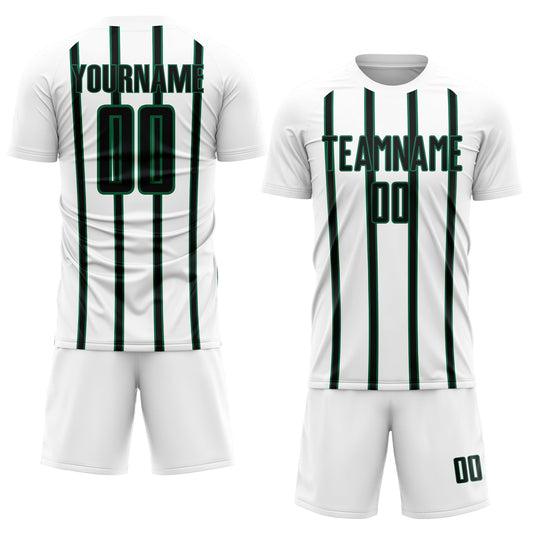 Custom White Black-Kelly Green Stripe Line Sublimation Soccer Uniform Jersey - Sky-Custom