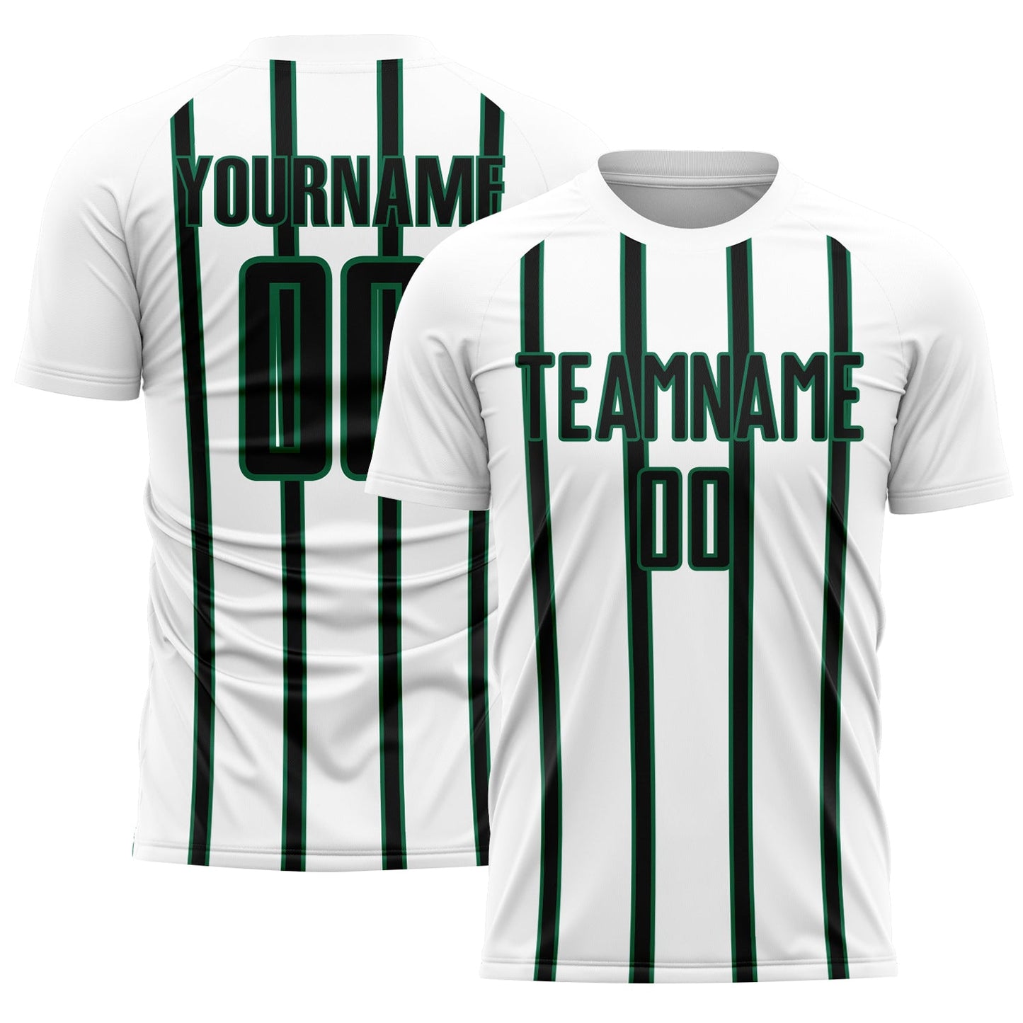 Custom White Black-Kelly Green Stripe Line Sublimation Soccer Uniform Jersey - Sky-Custom