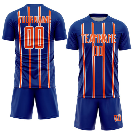 Custom Royal Orange-White Stripe Line Sublimation Soccer Uniform Jersey - Sky-Custom