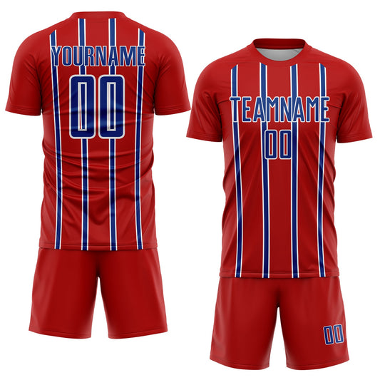 Custom Red Royal-White Stripe Line Sublimation Soccer Uniform Jersey - Sky-Custom