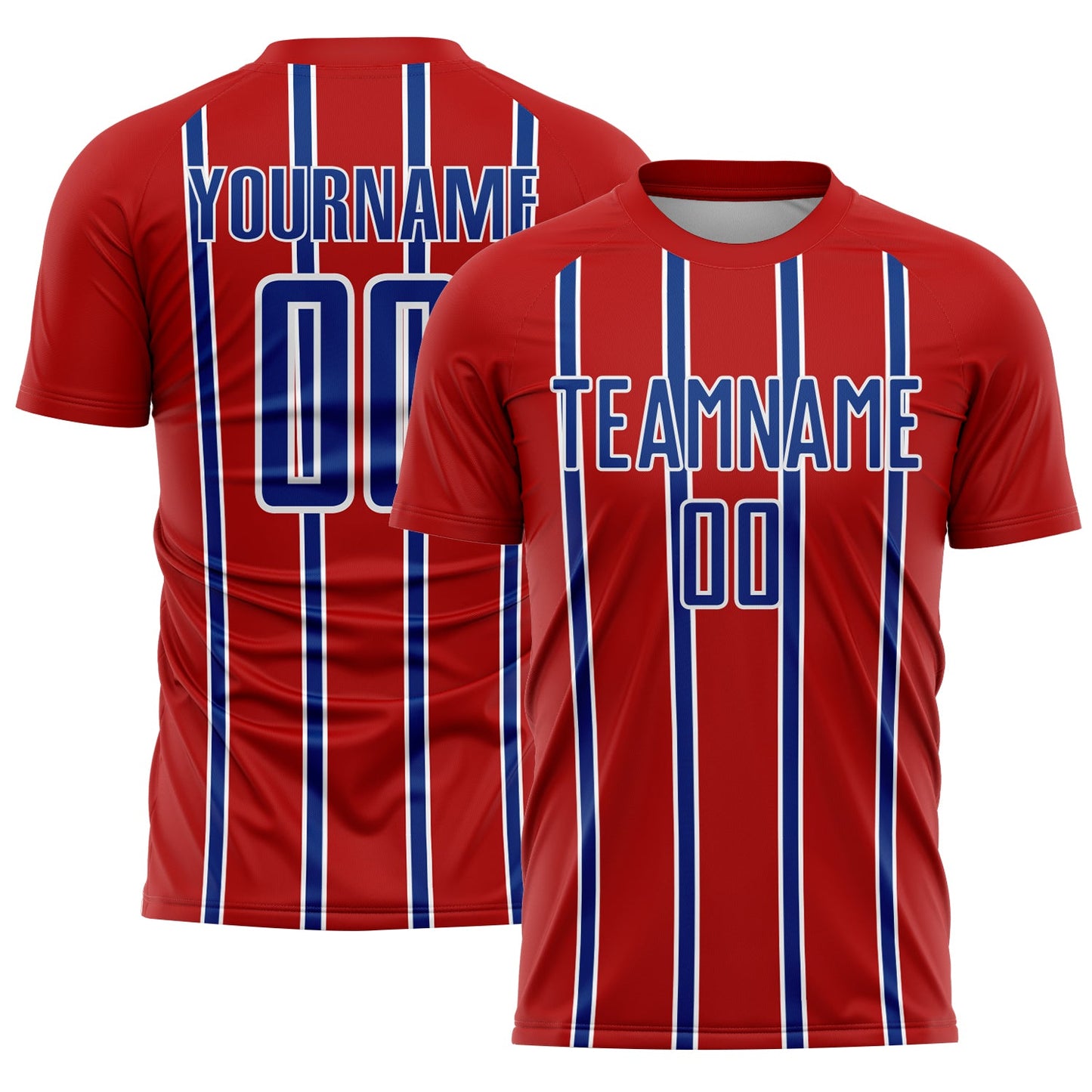 Custom Red Royal-White Stripe Line Sublimation Soccer Uniform Jersey - Sky-Custom