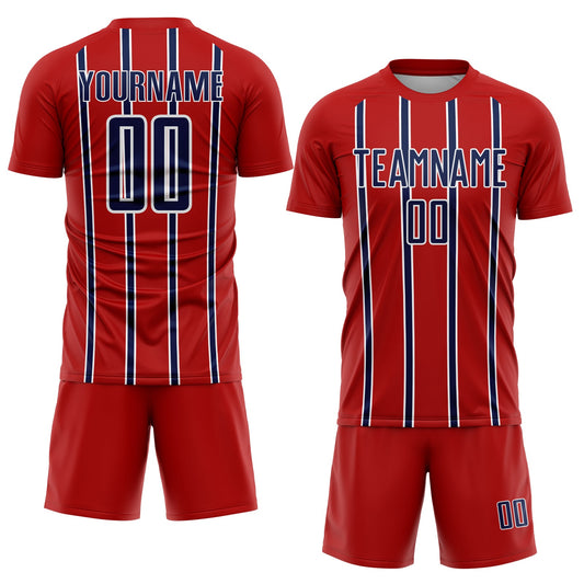 Custom Red Navy-White Stripe Line Sublimation Soccer Uniform Jersey - Sky-Custom