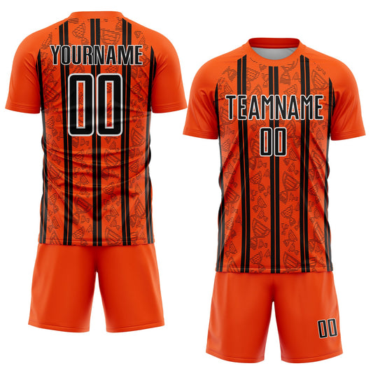 Custom Orange Black-White Stripe Line Sublimation Soccer Uniform Jersey - Sky-Custom