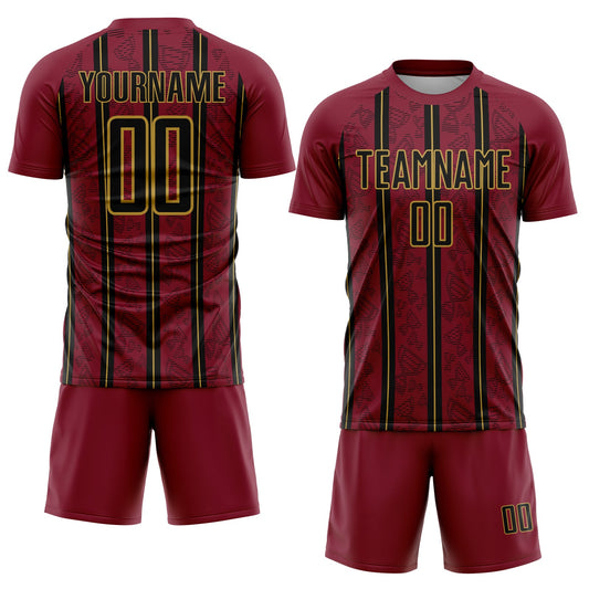 Custom Crimson Black-Old Gold Stripe Line Sublimation Soccer Uniform Jersey - Sky-Custom