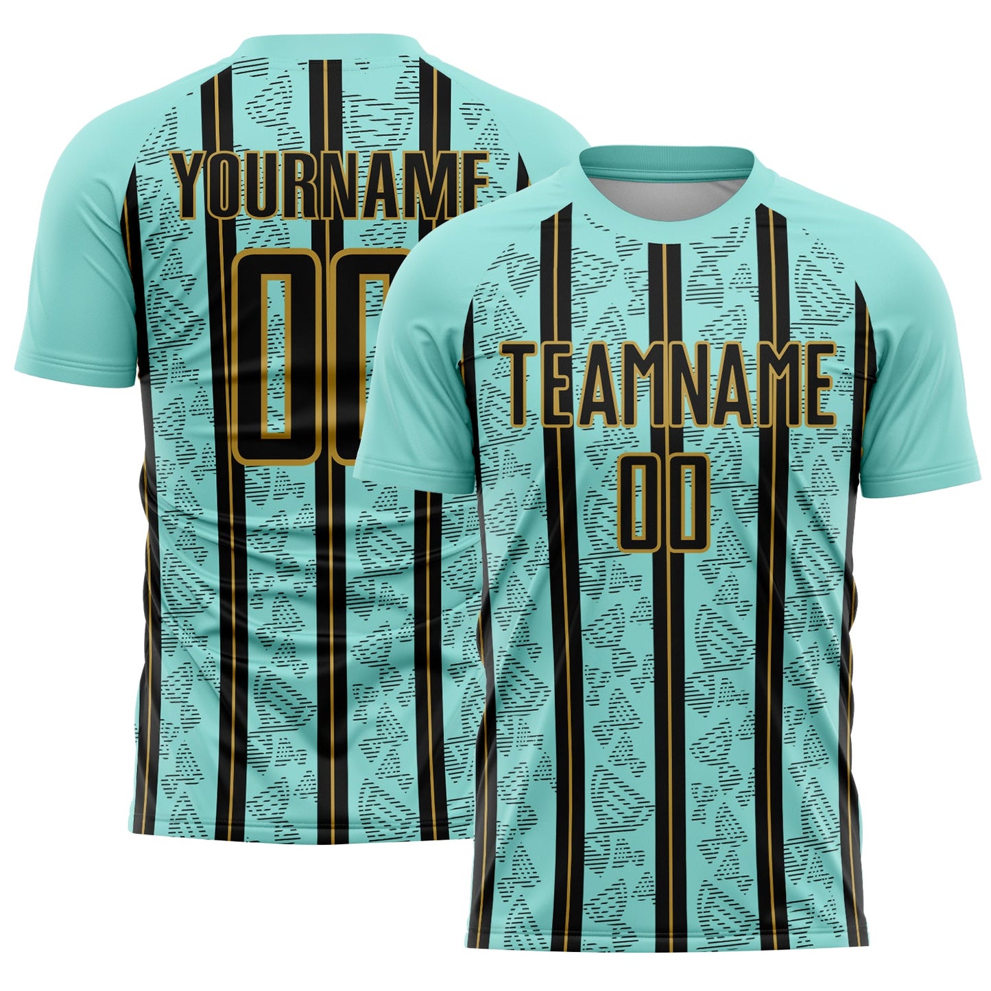Custom Ice Blue Black-Old Gold Stripe Line Sublimation Soccer Uniform Jersey - Sky-Custom