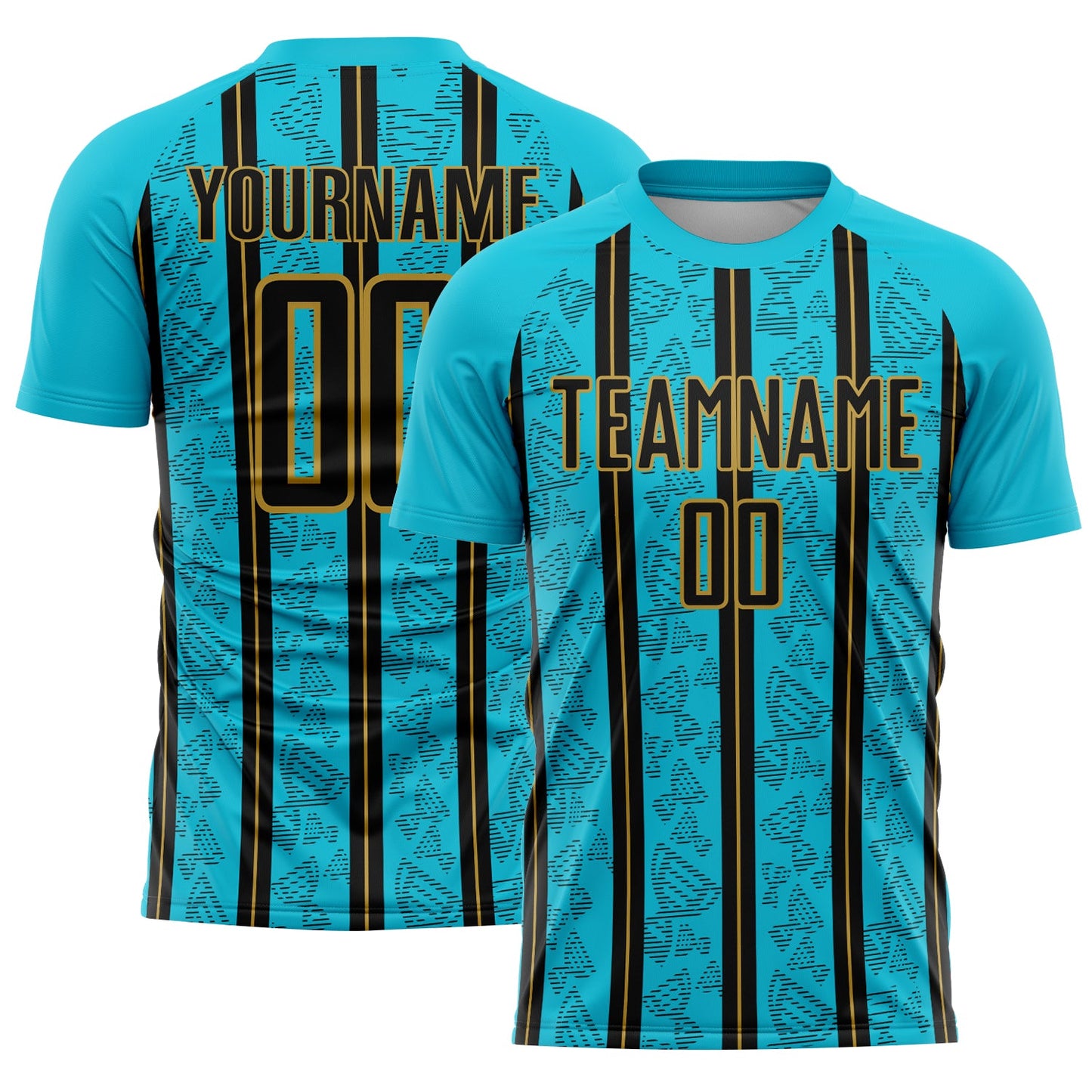 Custom Lakes Blue Black-Old Gold Stripe Line Sublimation Soccer Uniform Jersey - Sky-Custom