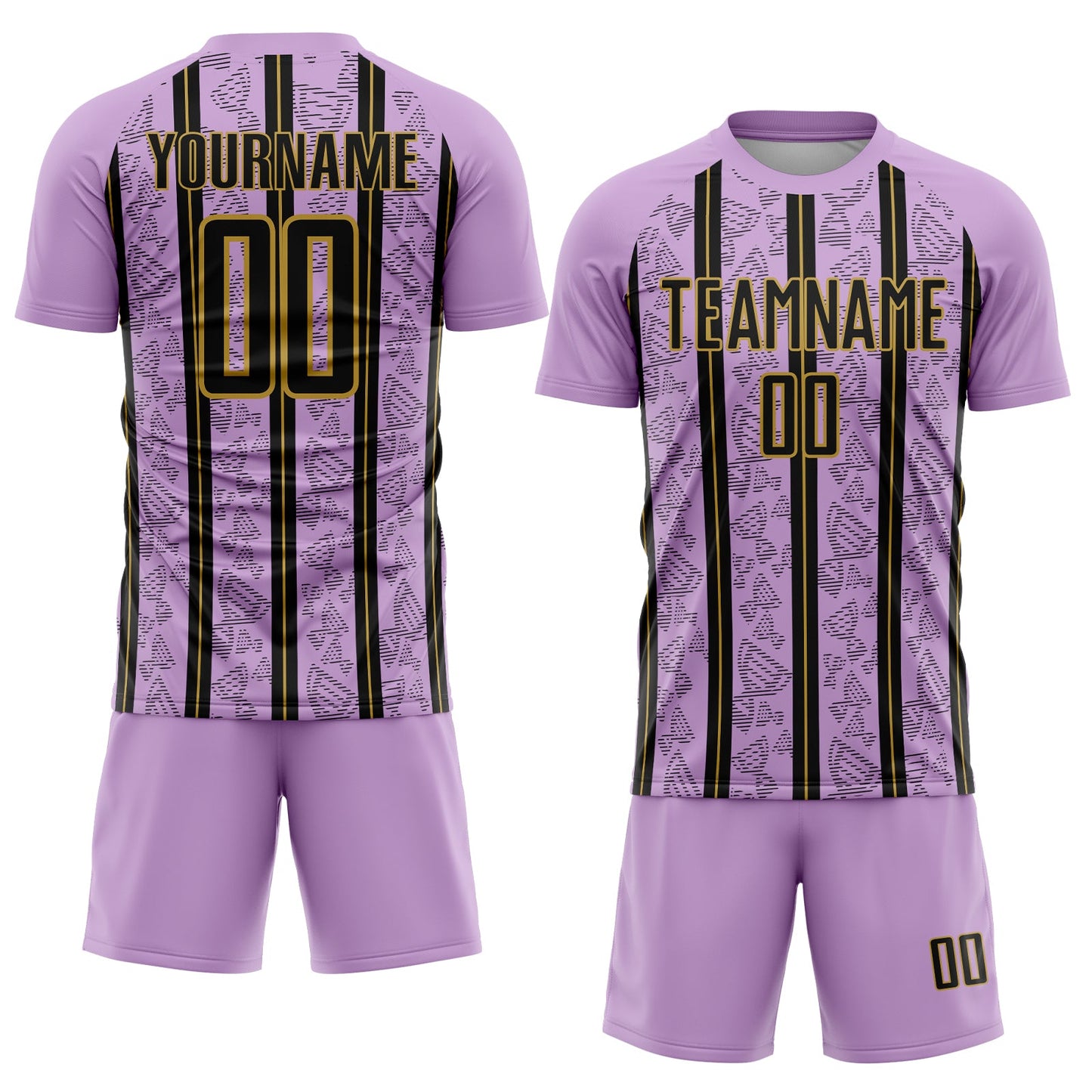 Custom Light Purple Black-Old Gold Stripe Line Sublimation Soccer Uniform Jersey - Sky-Custom