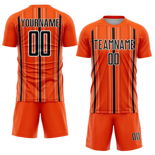 Custom Orange Black-White Stripe Sublimation Soccer Uniform Jersey - Sky-Custom