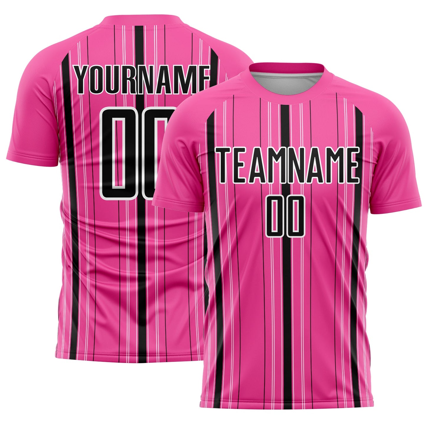 Custom Pink Black-White Stripe Sublimation Soccer Uniform Jersey - Sky-Custom