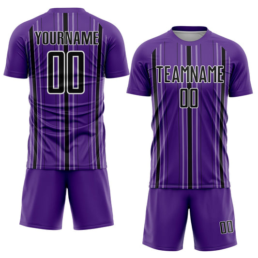 Custom Purple Black-White Stripe Sublimation Soccer Uniform Jersey - Sky-Custom