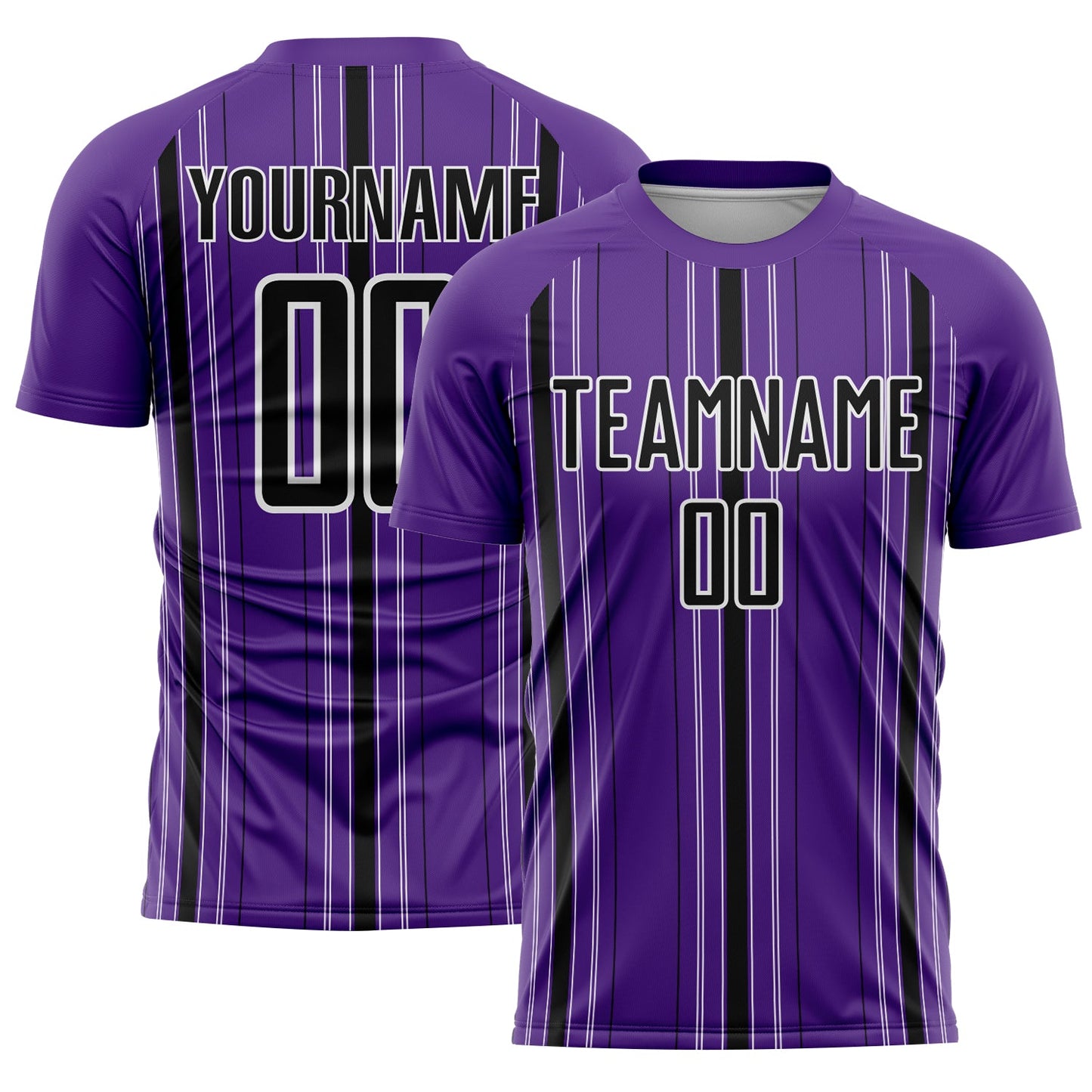 Custom Purple Black-White Stripe Sublimation Soccer Uniform Jersey - Sky-Custom