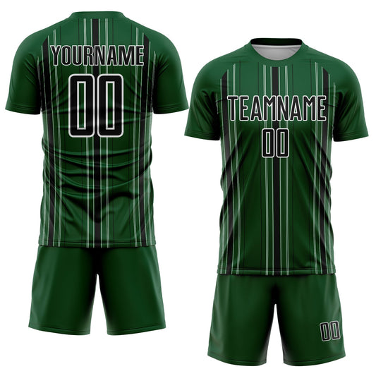 Custom Green Black-White Stripe Sublimation Soccer Uniform Jersey - Sky-Custom
