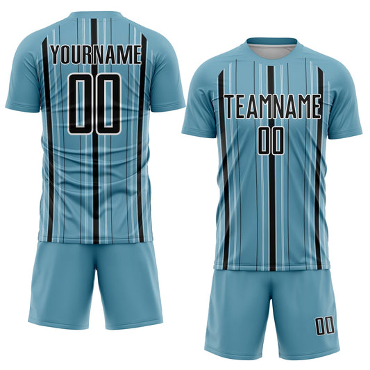 Custom Shadow Blue Black-White Stripe Sublimation Soccer Uniform Jersey - Sky-Custom