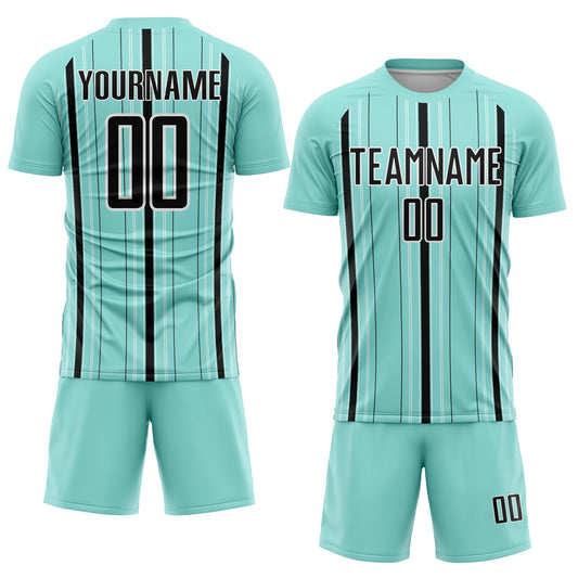 Custom Ice Blue Black-White Stripe Sublimation Soccer Uniform Jersey - Sky-Custom