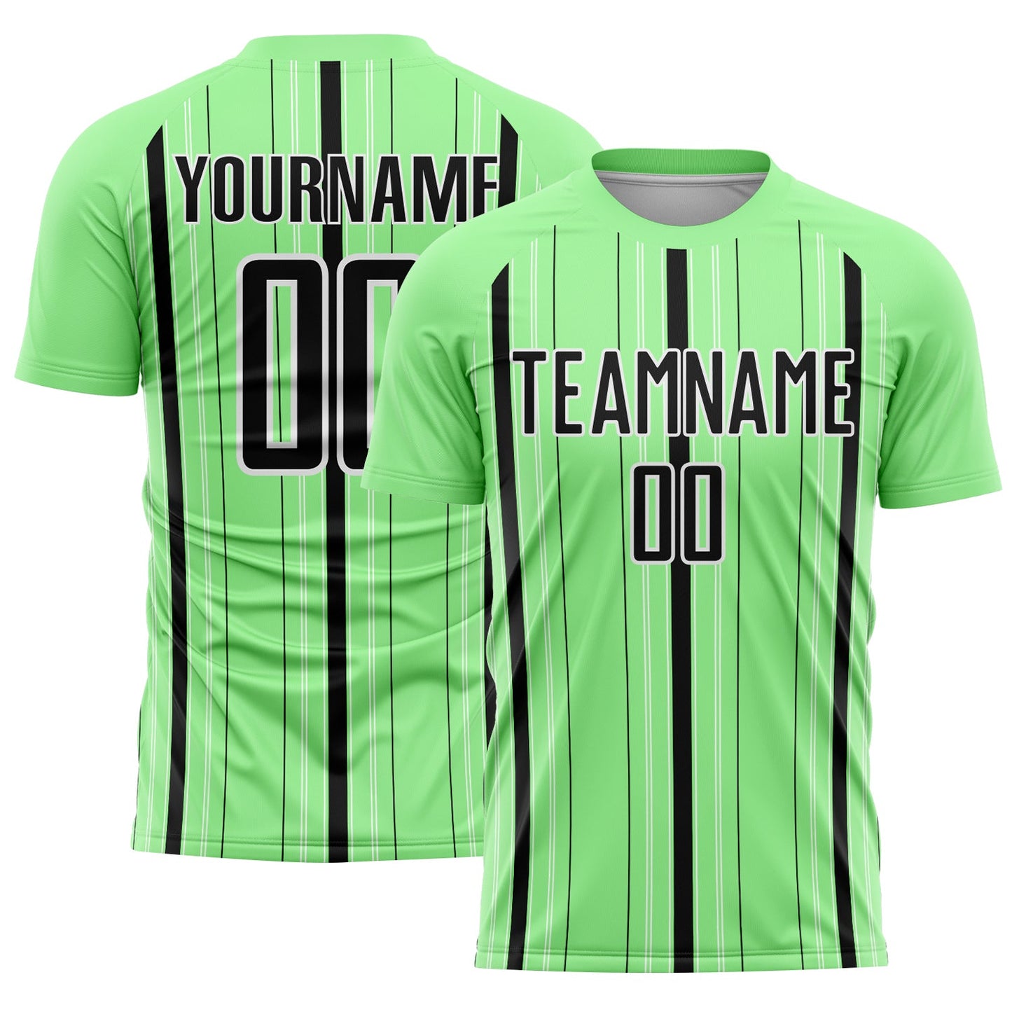 Custom Pea Green Black-White Stripe Sublimation Soccer Uniform Jersey - Sky-Custom
