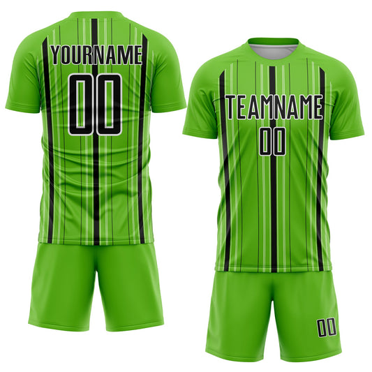 Custom Aurora Green Black-White Stripe Sublimation Soccer Uniform Jersey - Sky-Custom