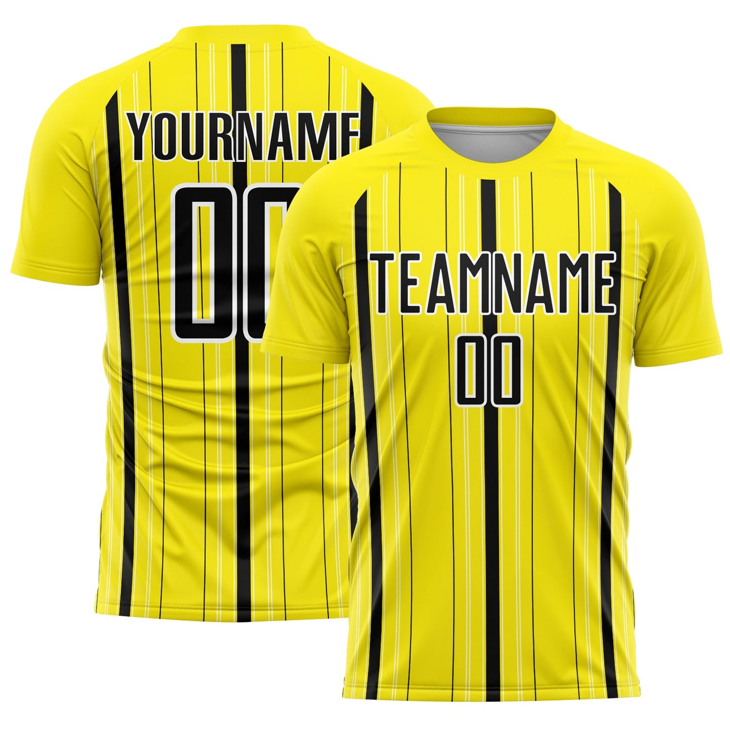 Custom Light Yellow Black-White Stripe Sublimation Soccer Uniform Jersey - Sky-Custom