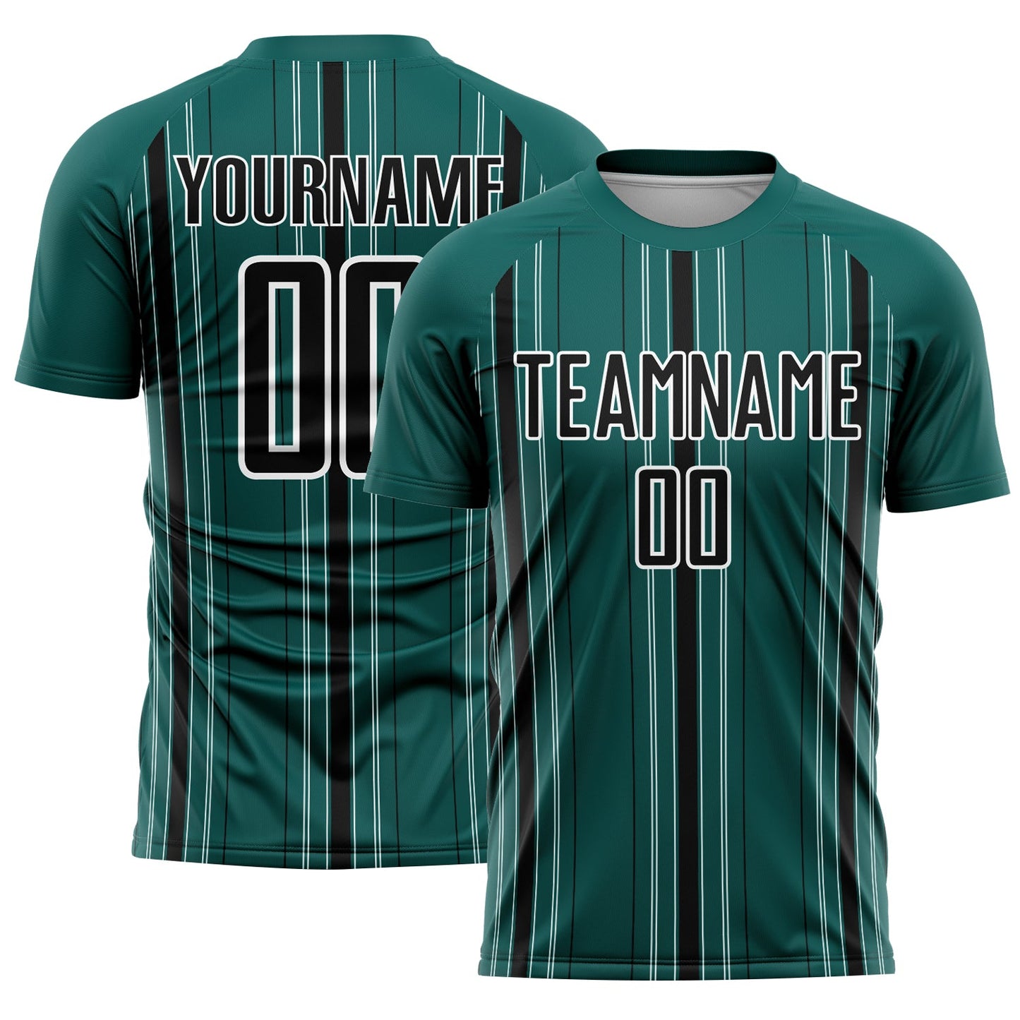 Custom Midnight Green Black-White Stripe Sublimation Soccer Uniform Jersey - Sky-Custom