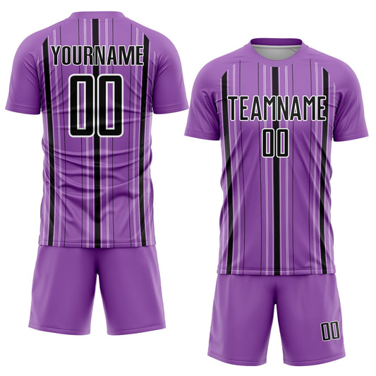 Custom Medium Purple Black-White Stripe Sublimation Soccer Uniform Jersey - Sky-Custom
