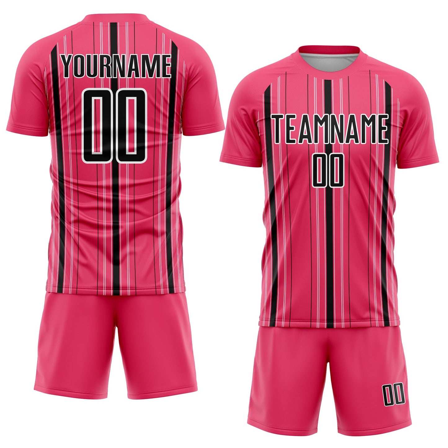 Custom Neon Pink Black-White Stripe Sublimation Soccer Uniform Jersey - Sky-Custom