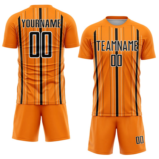 Custom Bay Orange Black-White Stripe Sublimation Soccer Uniform Jersey - Sky-Custom