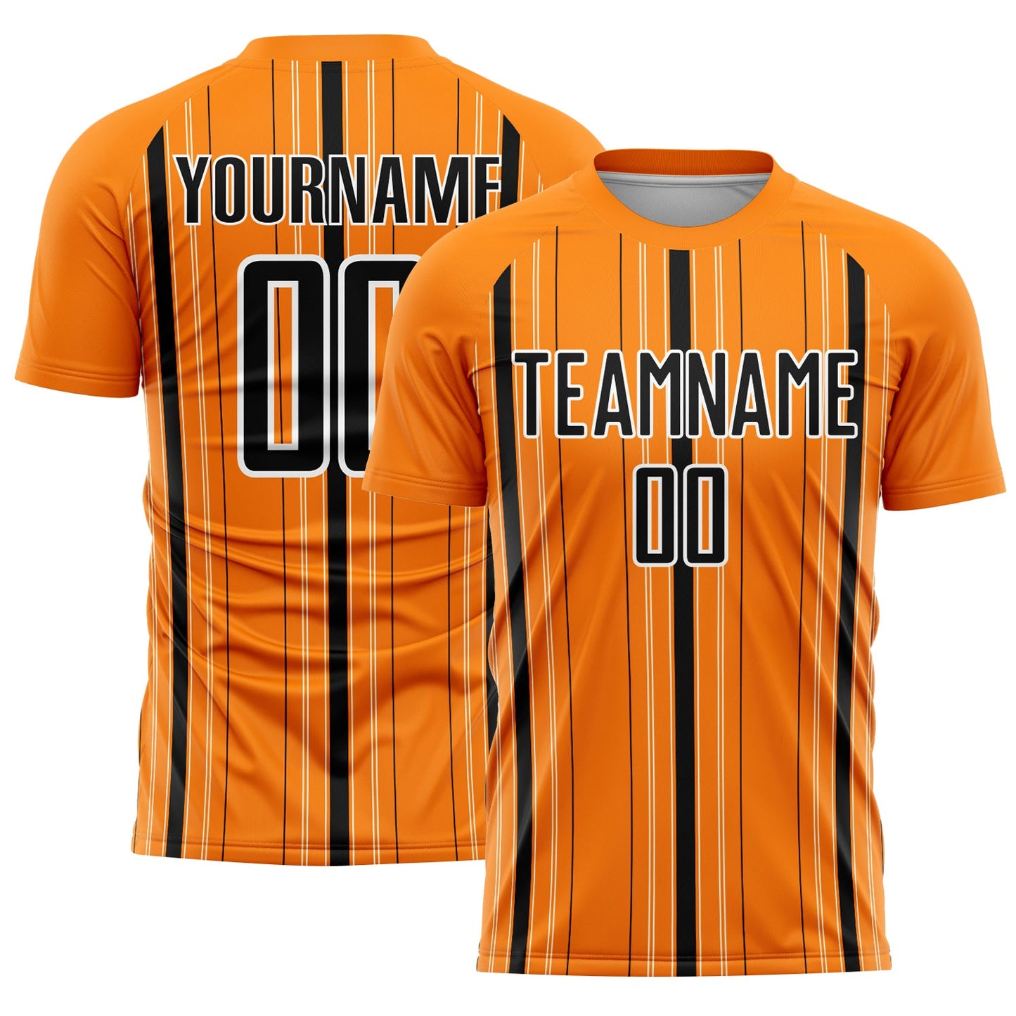 Custom Bay Orange Black-White Stripe Sublimation Soccer Uniform Jersey - Sky-Custom