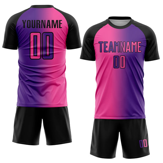 Custom Purple Pink-Black Sublimation Gradient Fashion Soccer Uniform Jersey - Sky-Custom
