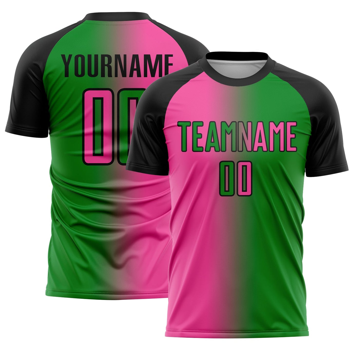 Custom Grass Green Pink-Black Sublimation Gradient Fashion Soccer Uniform Jersey - Sky-Custom