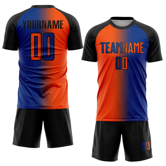 Custom Royal Orange-Black Sublimation Gradient Fashion Soccer Uniform Jersey - Sky-Custom