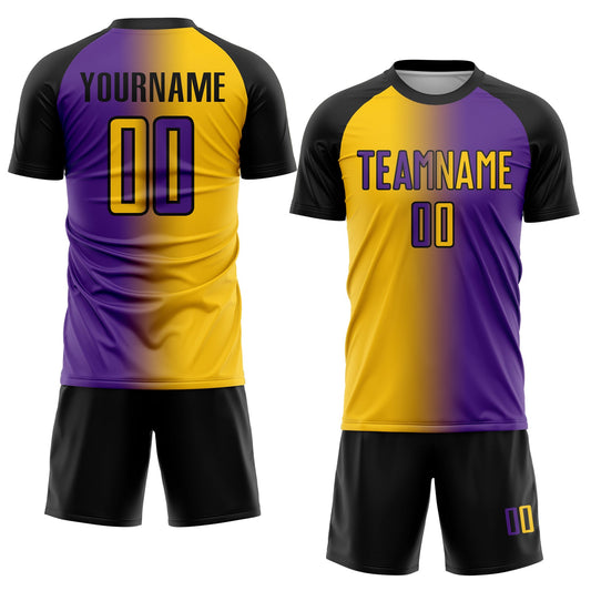 Custom Purple Yellow-Black Sublimation Gradient Fashion Soccer Uniform Jersey - Sky-Custom