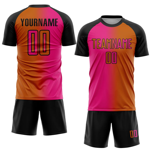 Custom Texas Orange Hot Pink-Black Sublimation Gradient Fashion Soccer Uniform Jersey - Sky-Custom