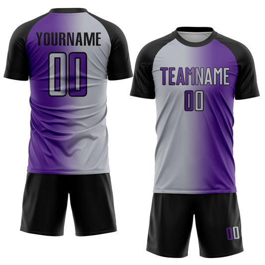 Custom Purple Gray-Black Sublimation Gradient Fashion Soccer Uniform Jersey - Sky-Custom