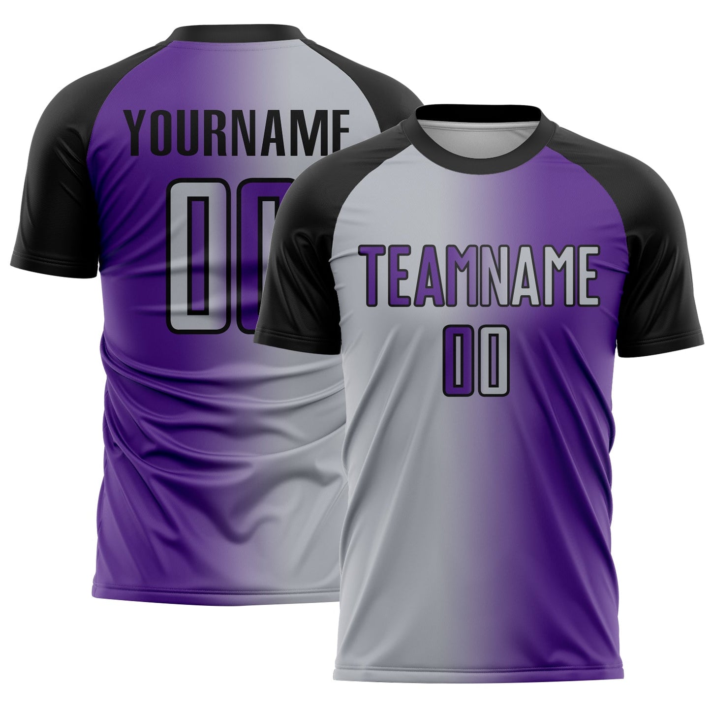 Custom Purple Gray-Black Sublimation Gradient Fashion Soccer Uniform Jersey - Sky-Custom