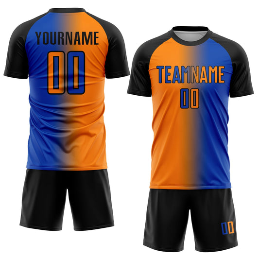 Custom Thunder Blue Bay Orange-Black Sublimation Gradient Fashion Soccer Uniform Jersey - Sky-Custom