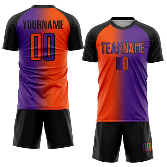 Custom Purple Orange-Black Sublimation Gradient Fashion Soccer Uniform Jersey - Sky-Custom