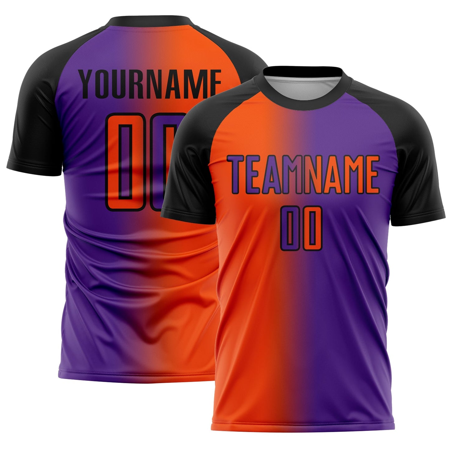 Custom Purple Orange-Black Sublimation Gradient Fashion Soccer Uniform Jersey - Sky-Custom