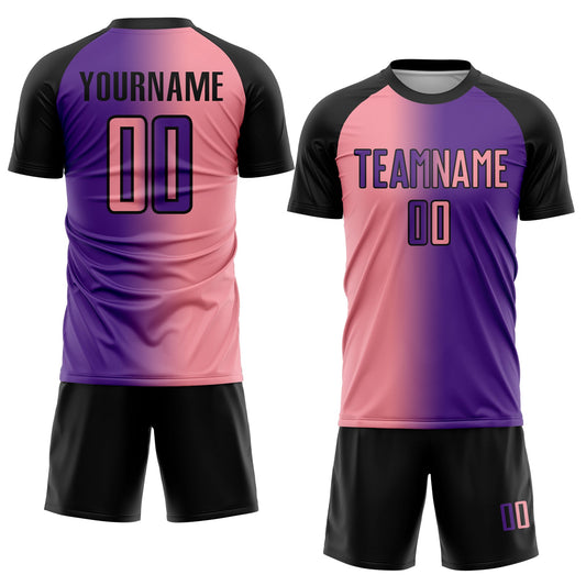Custom Purple Medium Pink-Black Sublimation Gradient Fashion Soccer Uniform Jersey - Sky-Custom