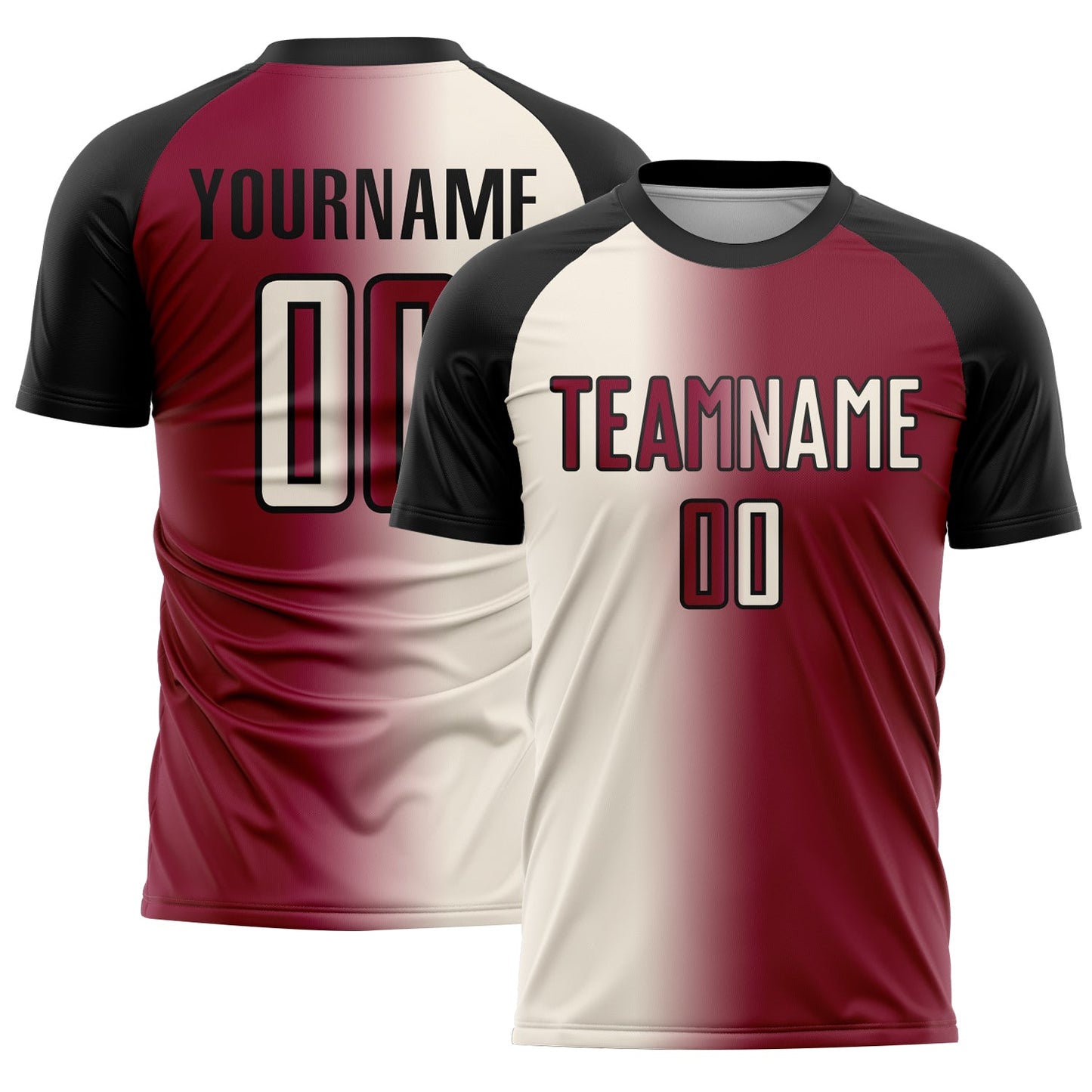 Custom Maroon Cream-Black Sublimation Gradient Fashion Soccer Uniform Jersey - Sky-Custom