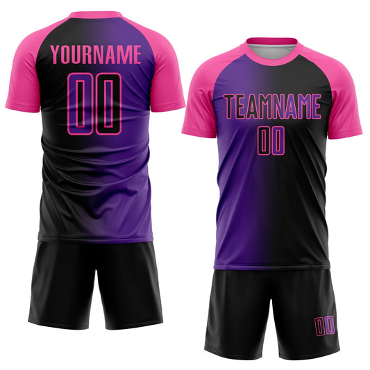 Custom Black Purple-Pink Sublimation Gradient Fashion Soccer Uniform Jersey - Sky-Custom