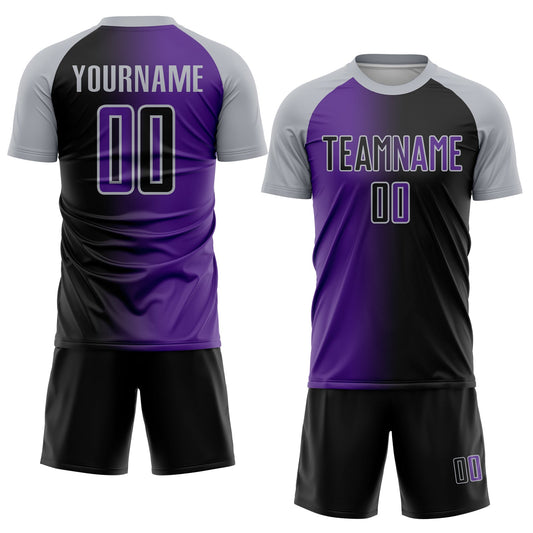 Custom Black Purple-Gray Sublimation Gradient Fashion Soccer Uniform Jersey - Sky-Custom