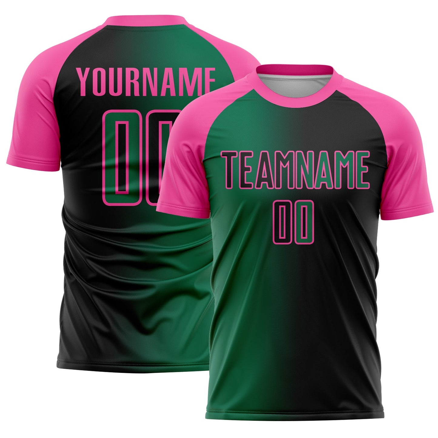 Custom Black Kelly Green-Pink Sublimation Gradient Fashion Soccer Uniform Jersey - Sky-Custom