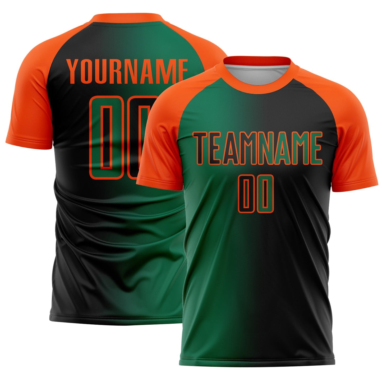 Custom Black Kelly Green-Orange Sublimation Gradient Fashion Soccer Uniform Jersey - Sky-Custom