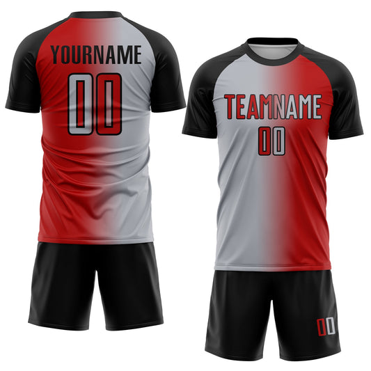 Custom Red Gray-Black Sublimation Gradient Fashion Soccer Uniform Jersey - Sky-Custom