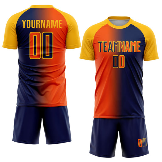 Custom Navy Orange-Gold Sublimation Gradient Fashion Soccer Uniform Jersey - Sky-Custom