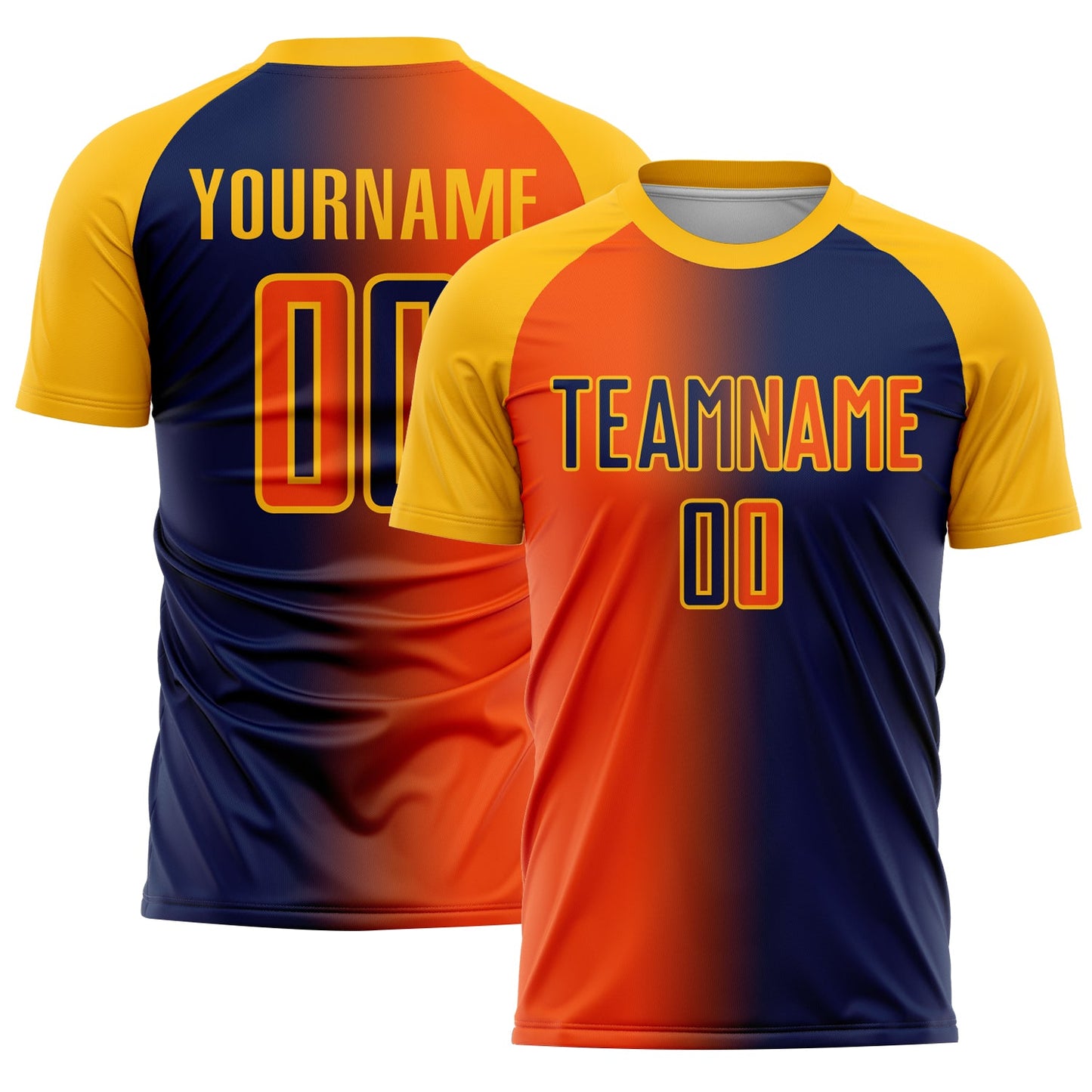 Custom Navy Orange-Gold Sublimation Gradient Fashion Soccer Uniform Jersey - Sky-Custom
