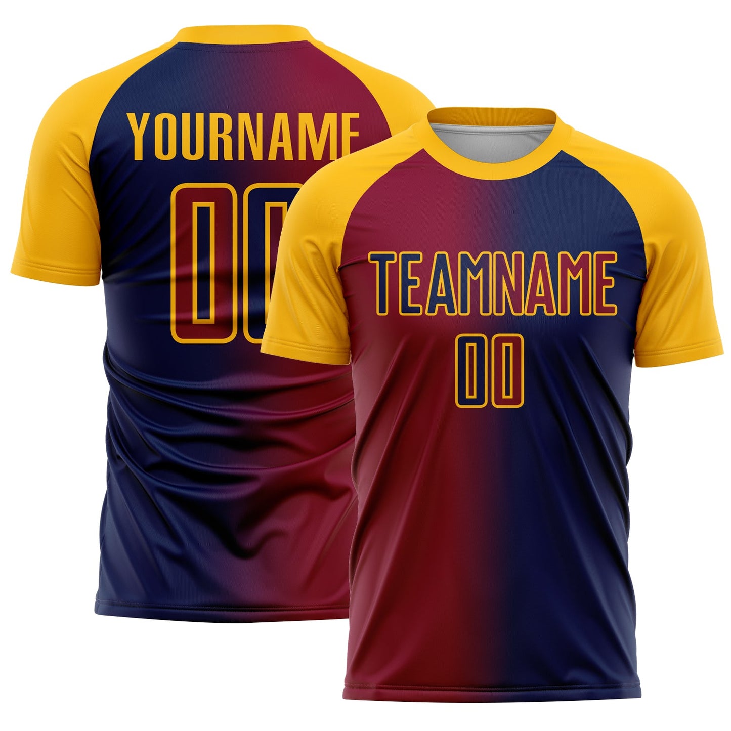 Custom Navy Maroon-Gold Sublimation Gradient Fashion Soccer Uniform Jersey - Sky-Custom