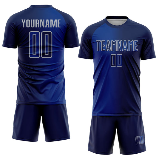 Custom Navy Royal-Gray Sublimation Gradient Fashion Soccer Uniform Jersey - Sky-Custom