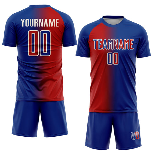 Custom Royal Red-Cream Sublimation Gradient Fashion Soccer Uniform Jersey - Sky-Custom